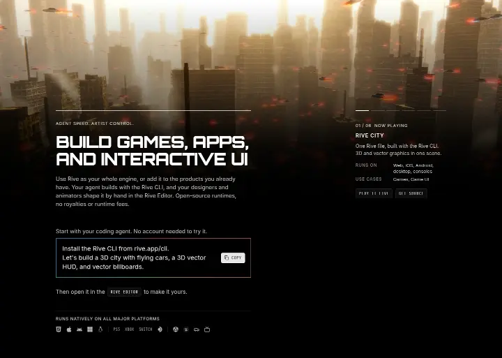 Build games, apps, and interactive UI on Rive