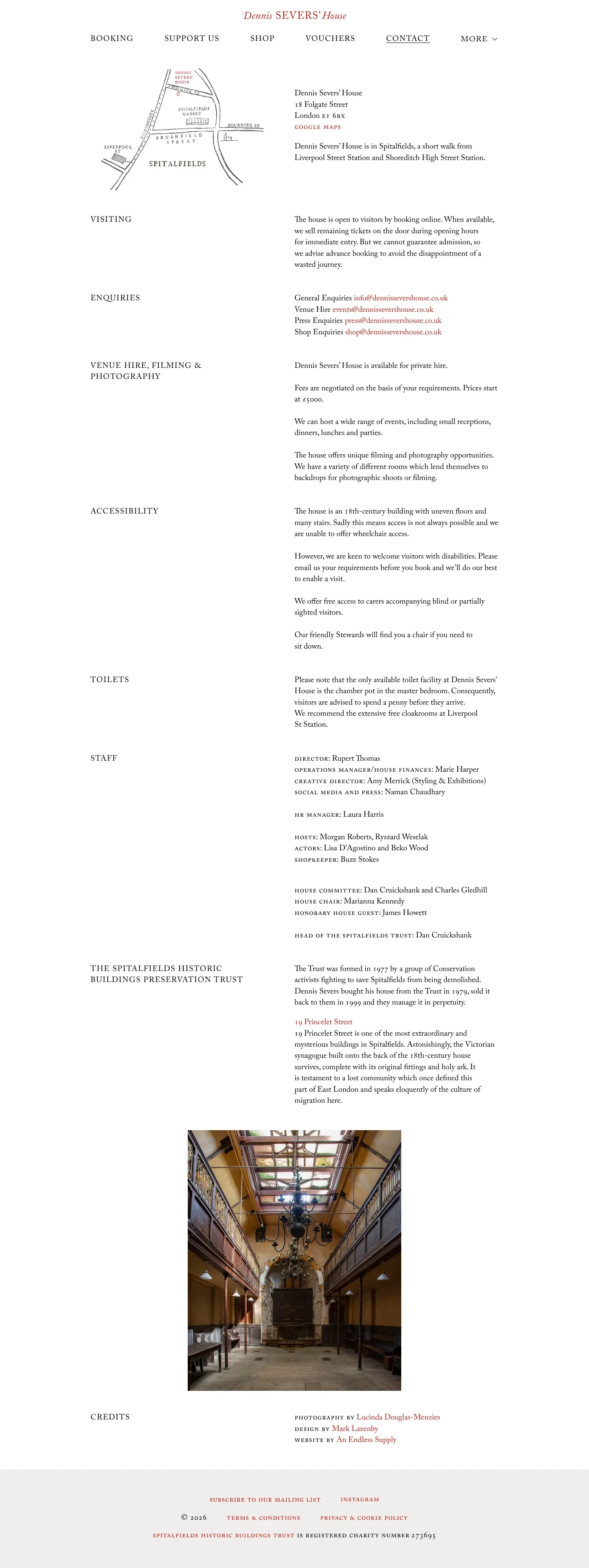 Screenshot of Dennis Severs' House at desktop width