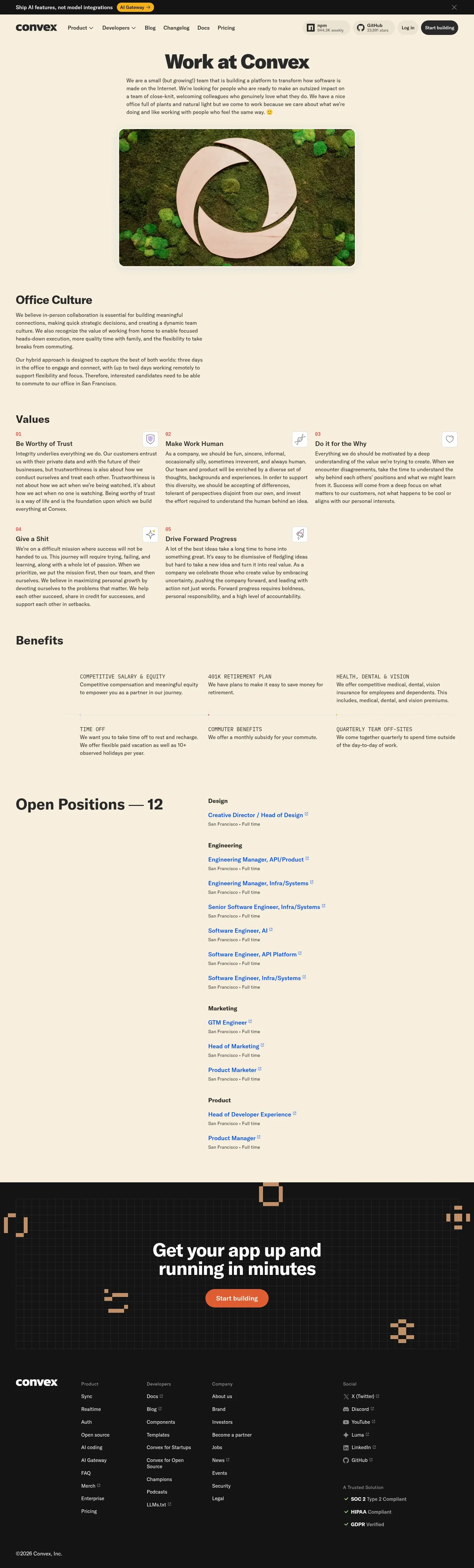 Screenshot of Convex at desktop width