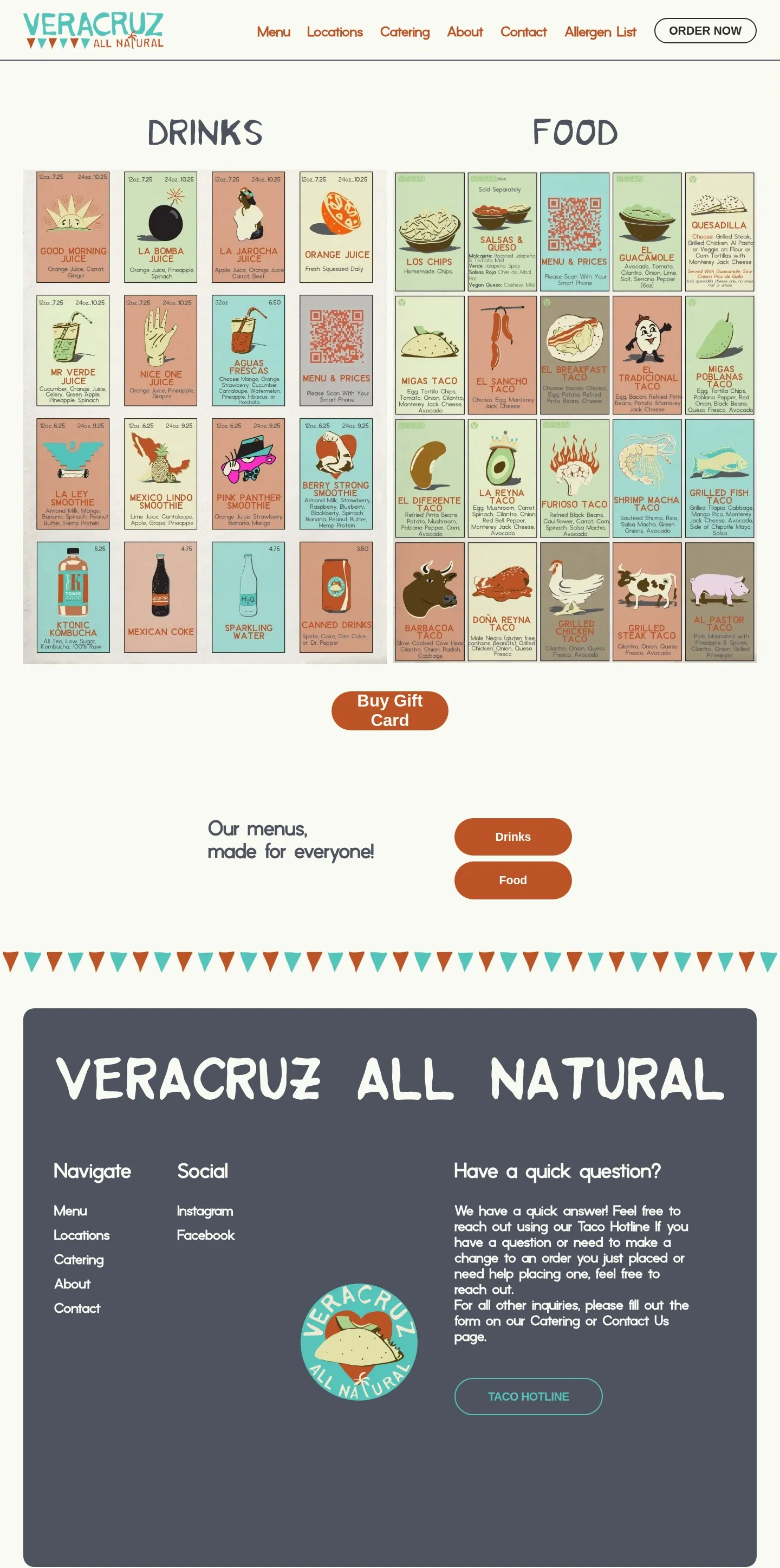 Screenshot of Veracruz All Natural at desktop width
