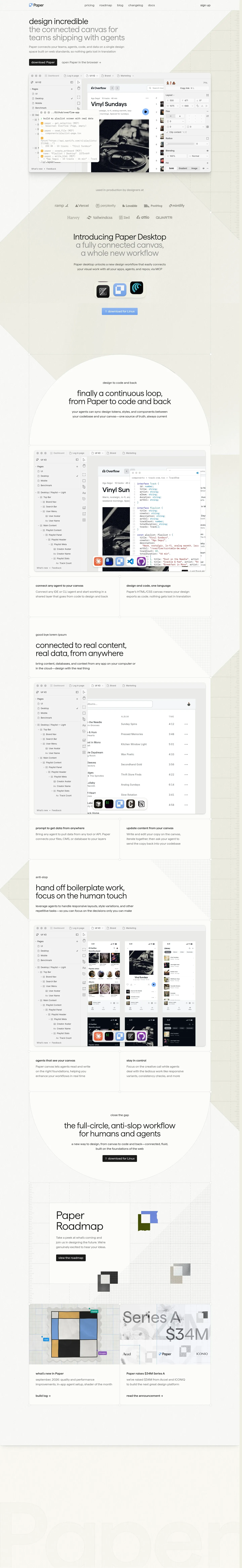 Screenshot of Paper at desktop width