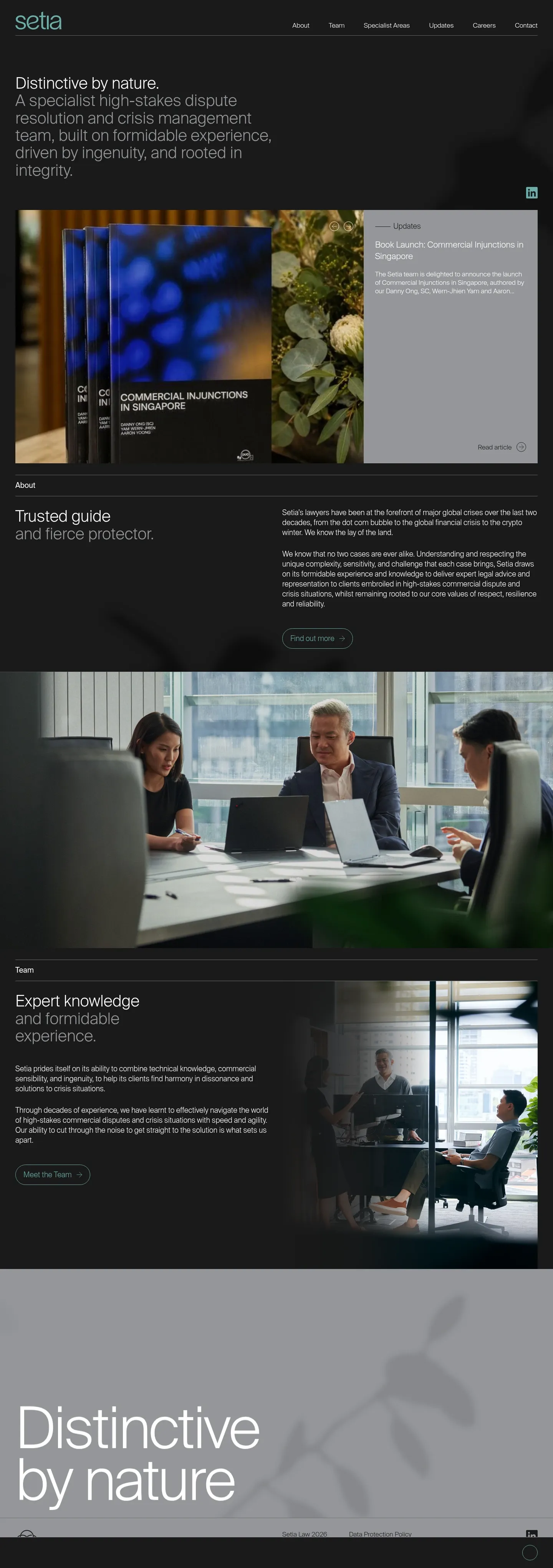 Screenshot of Setia Law at desktop width