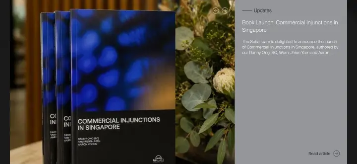 Book Launch: Commercial Injunctions in Singapore on Setia Law