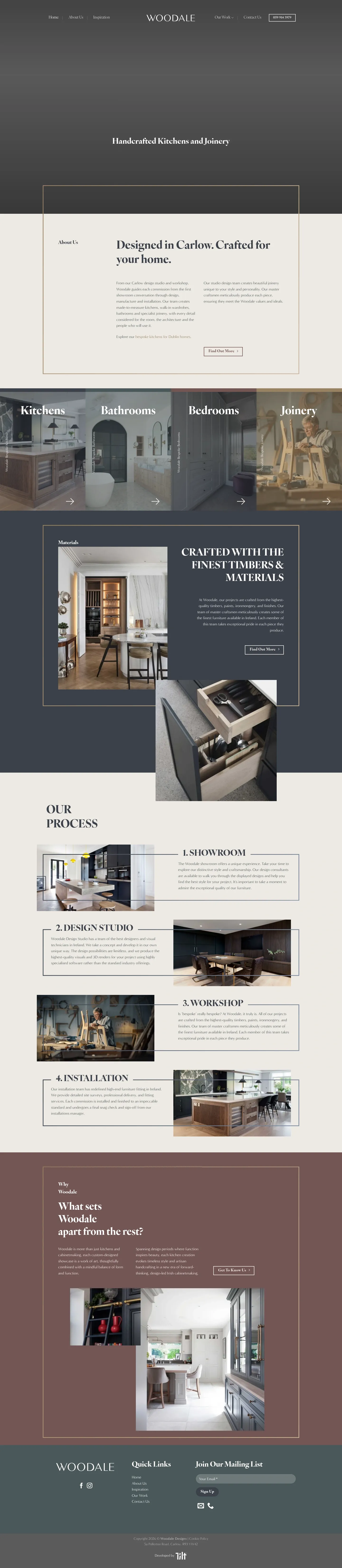 Screenshot of Woodale Designs at desktop width