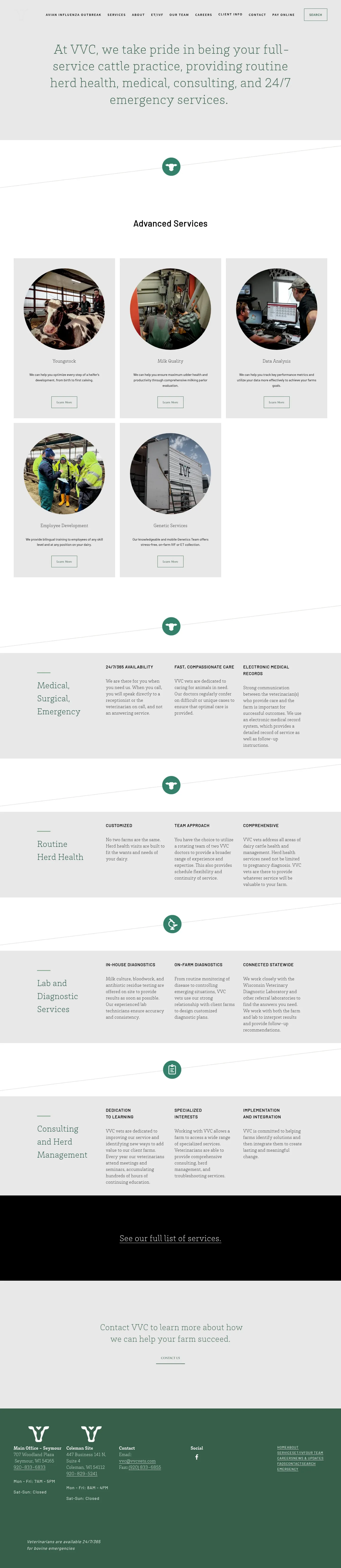 Screenshot of Valley Veterinary Clinic at desktop width