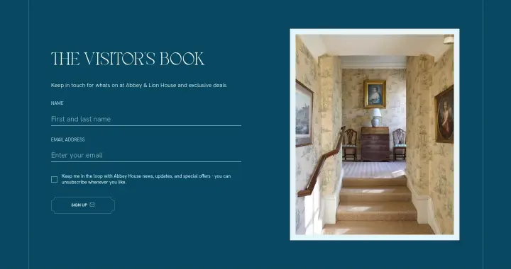 The visitor’s book on Abbey House