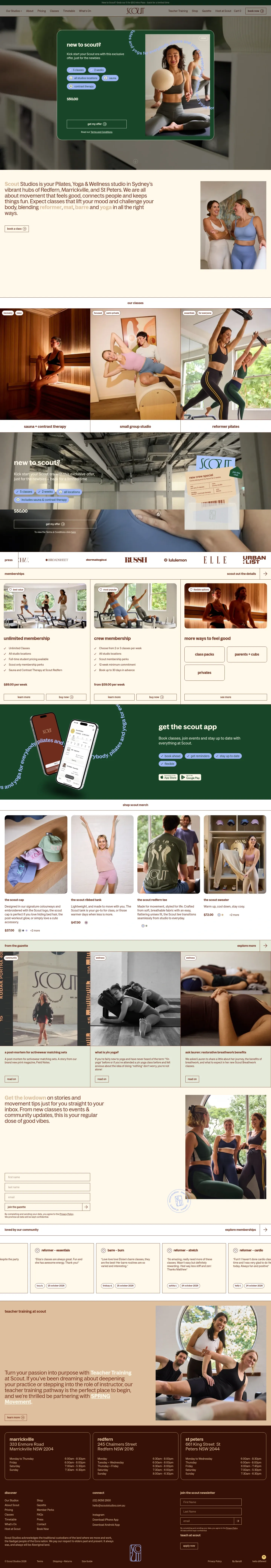 Screenshot of Scout Studios at desktop width