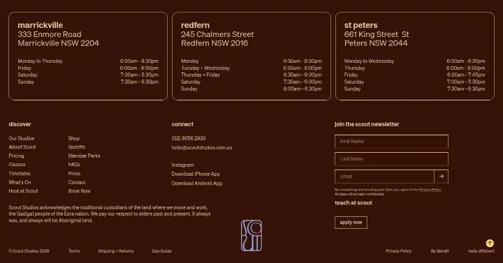 Footer on Scout Studios