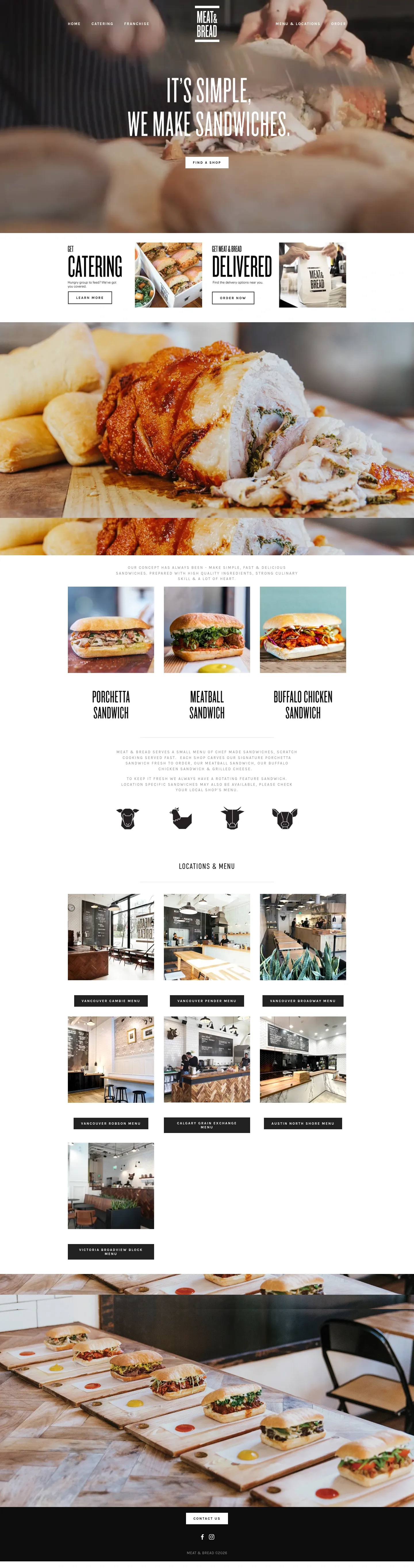 Screenshot of Meat & Bread at desktop width