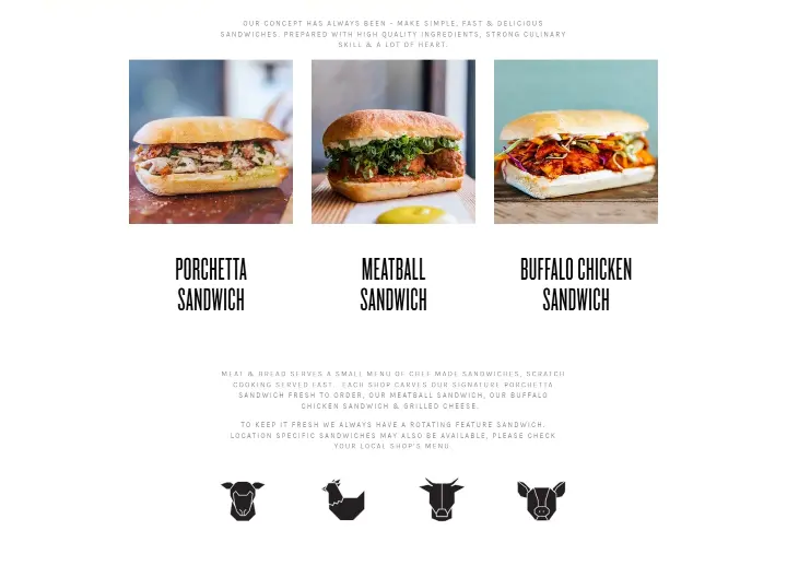 Menu on Meat & Bread