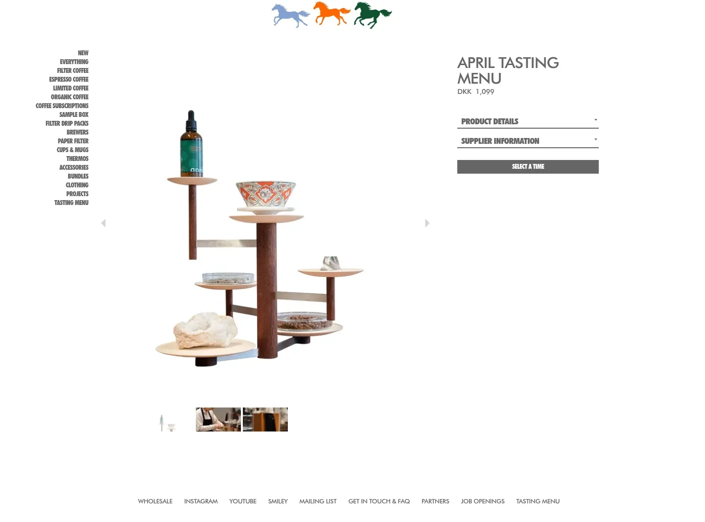 Screenshot of April Coffee Roasters at desktop width