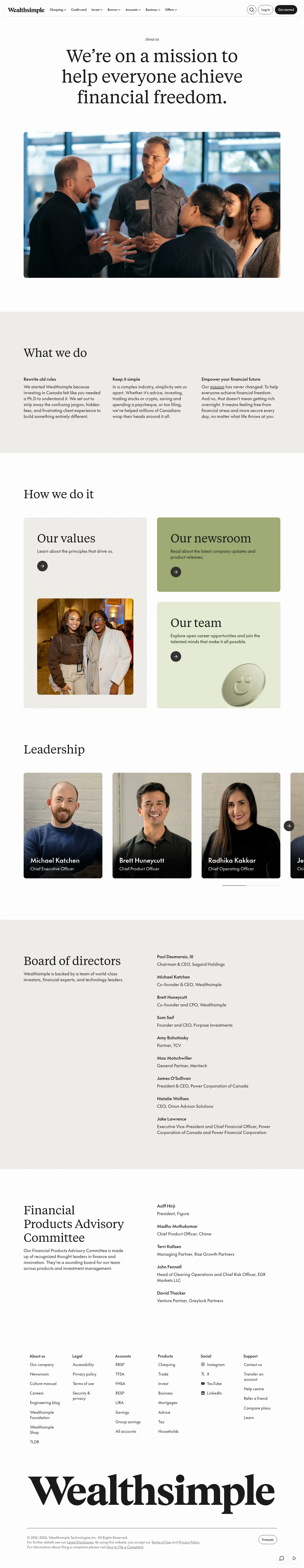 Screenshot of Wealthsimple at desktop width