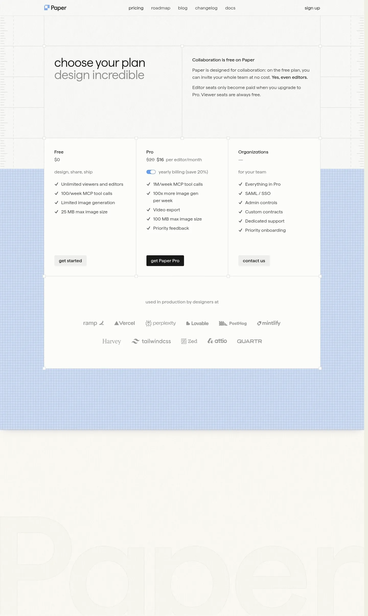 Screenshot of Paper at desktop width