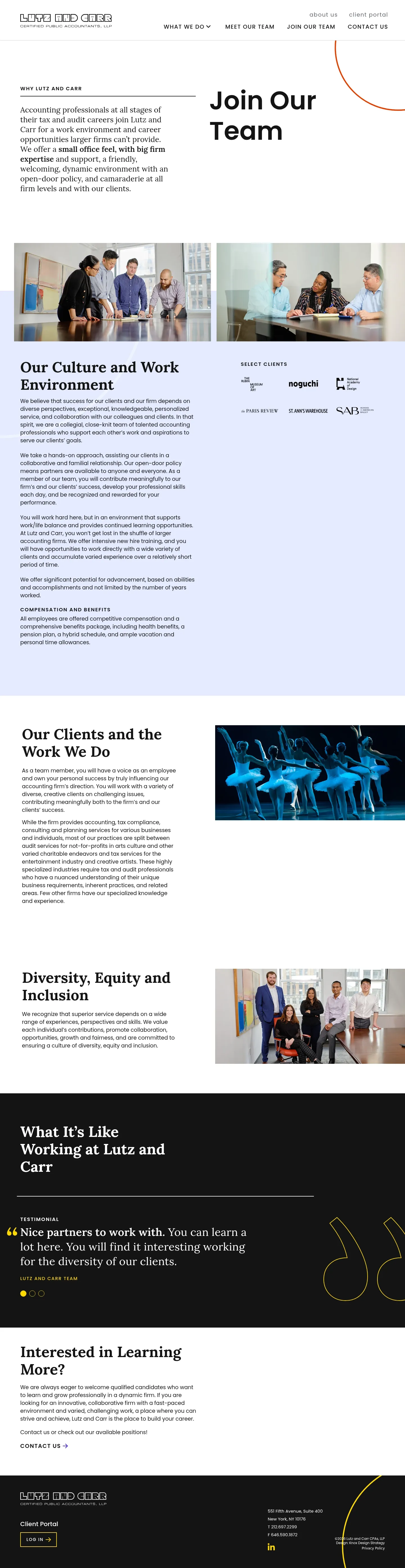 Screenshot of Lutz and Carr CPAs at desktop width