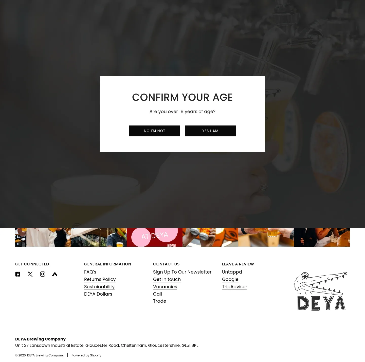 Screenshot of DEYA Brewing Company at desktop width