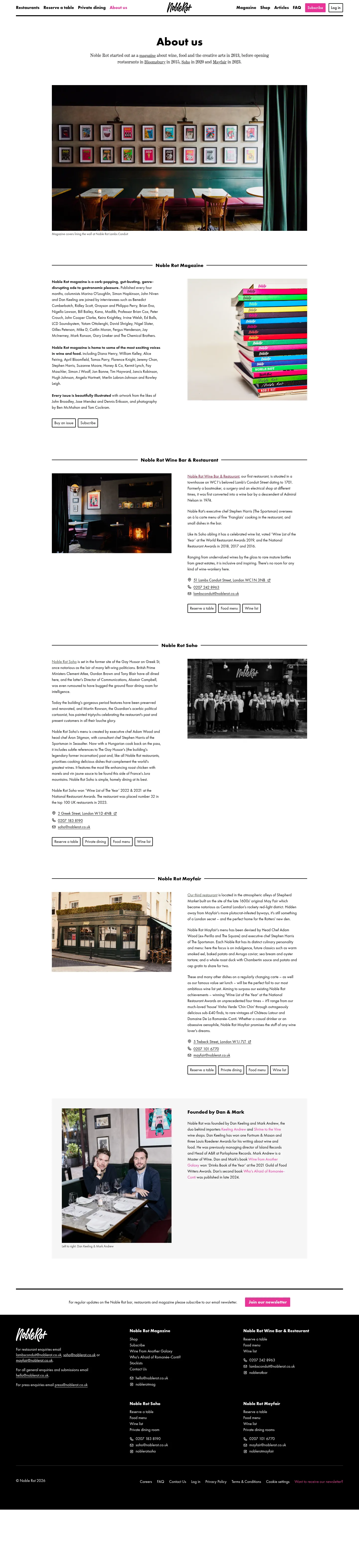 Screenshot of Noble Rot at desktop width