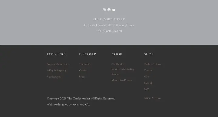 Footer on The Cook's Atelier