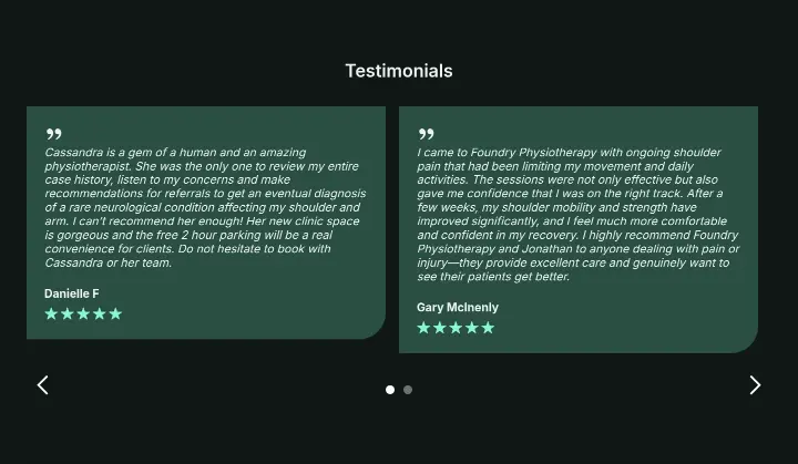 Testimonials on Foundry Physiotherapy