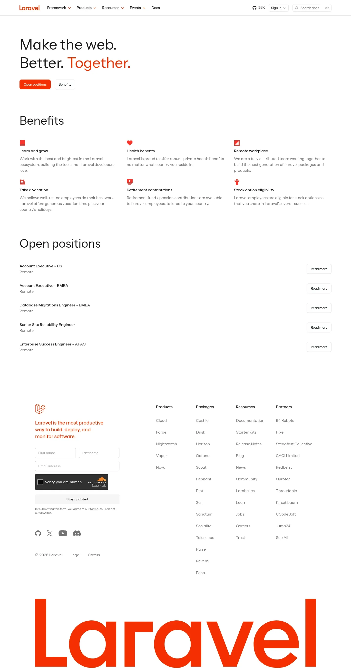 Screenshot of Laravel at desktop width