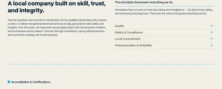 A local company built on skill, trust, and… on Tasman Sparkies