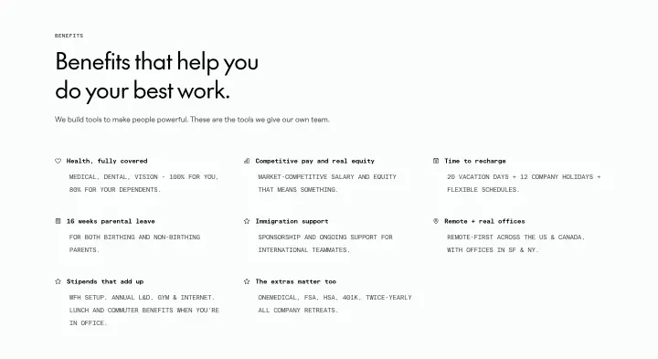 Benefits that help you do your best work on Warp