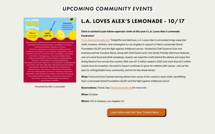 Upcoming Community Events on Pizzeria Bianco