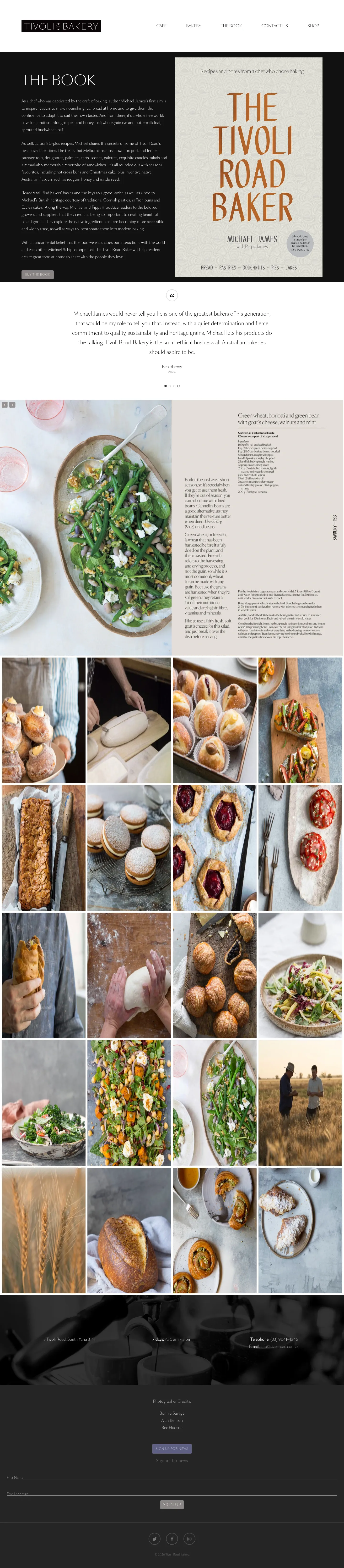 Screenshot of Tivoli Road Bakery at desktop width