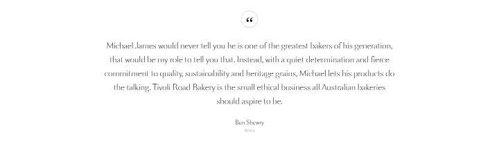 Testimonials on Tivoli Road Bakery
