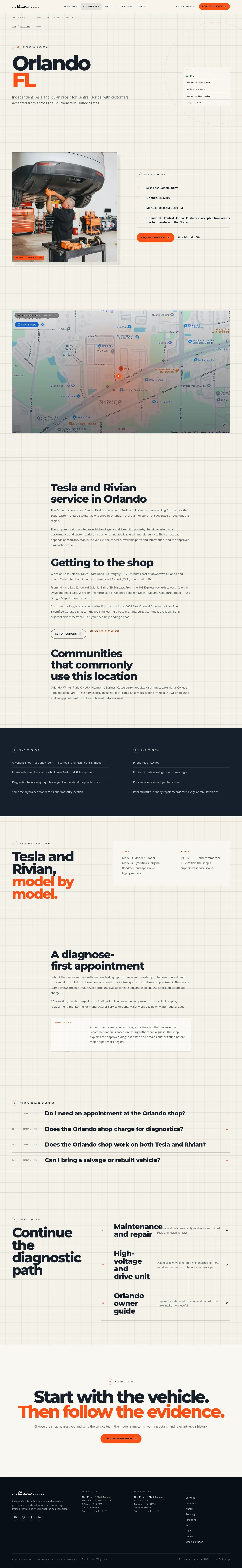 Screenshot of The Electrified Garage at desktop width