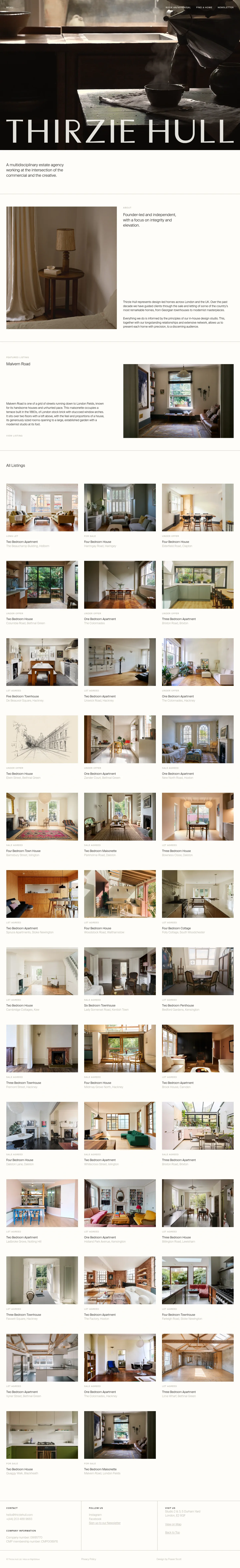Screenshot of Thirzie Hull at desktop width