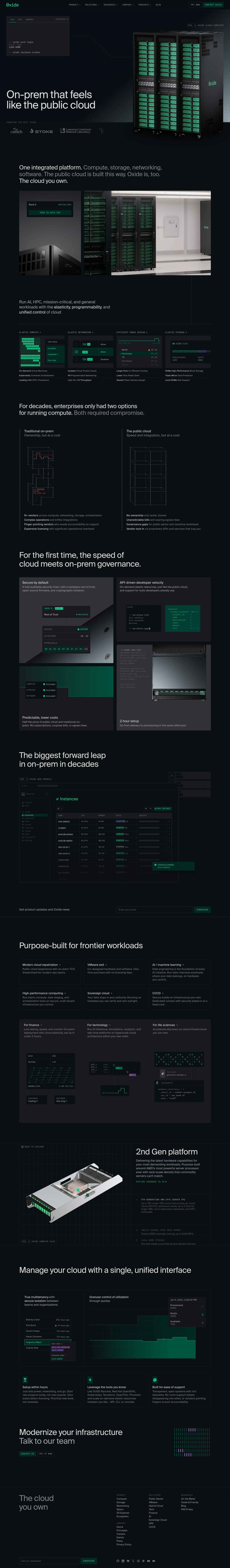 Screenshot of Oxide Computer at desktop width