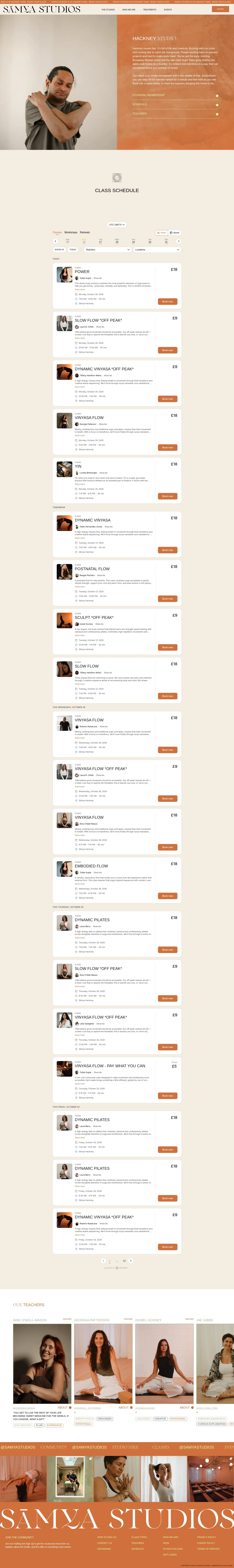 Screenshot of Samya Studios at desktop width