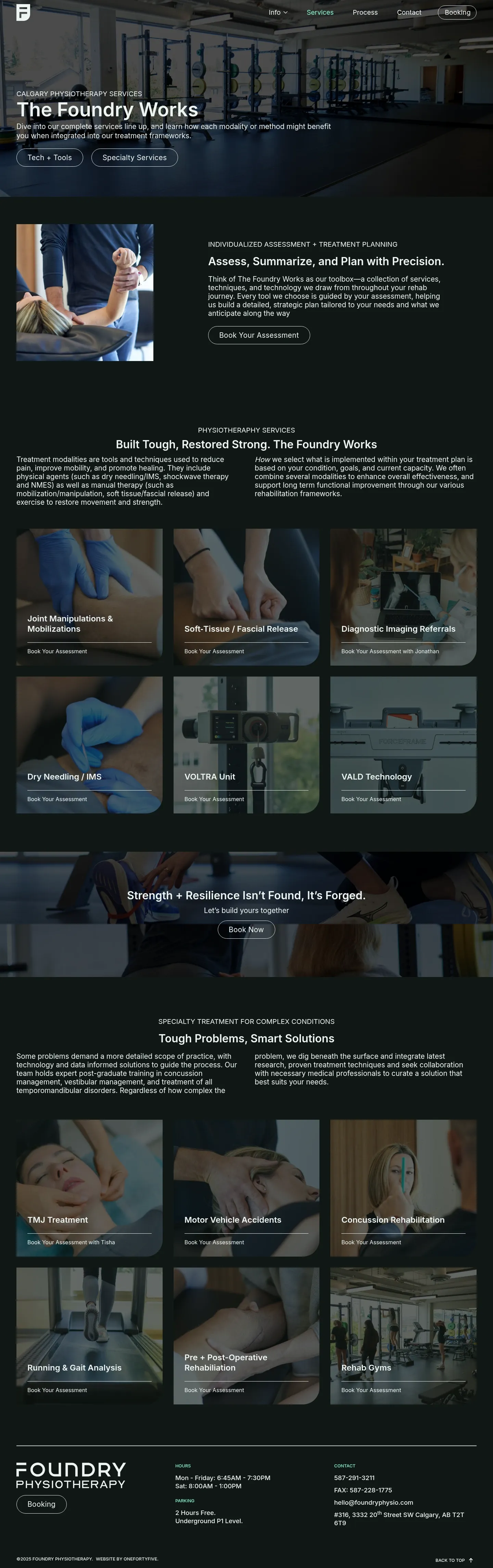 Screenshot of Foundry Physiotherapy at desktop width