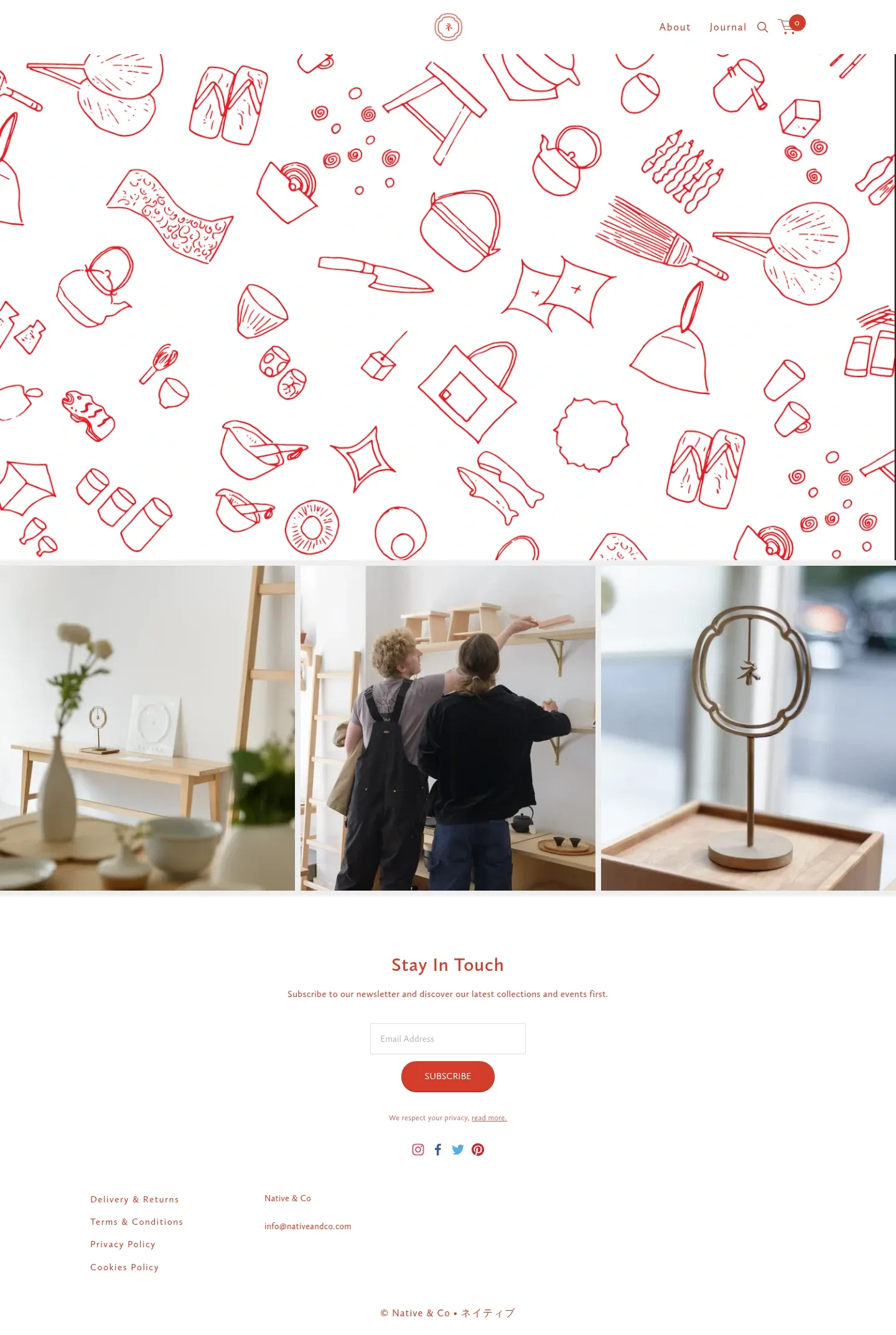 Screenshot of Native & Co at desktop width