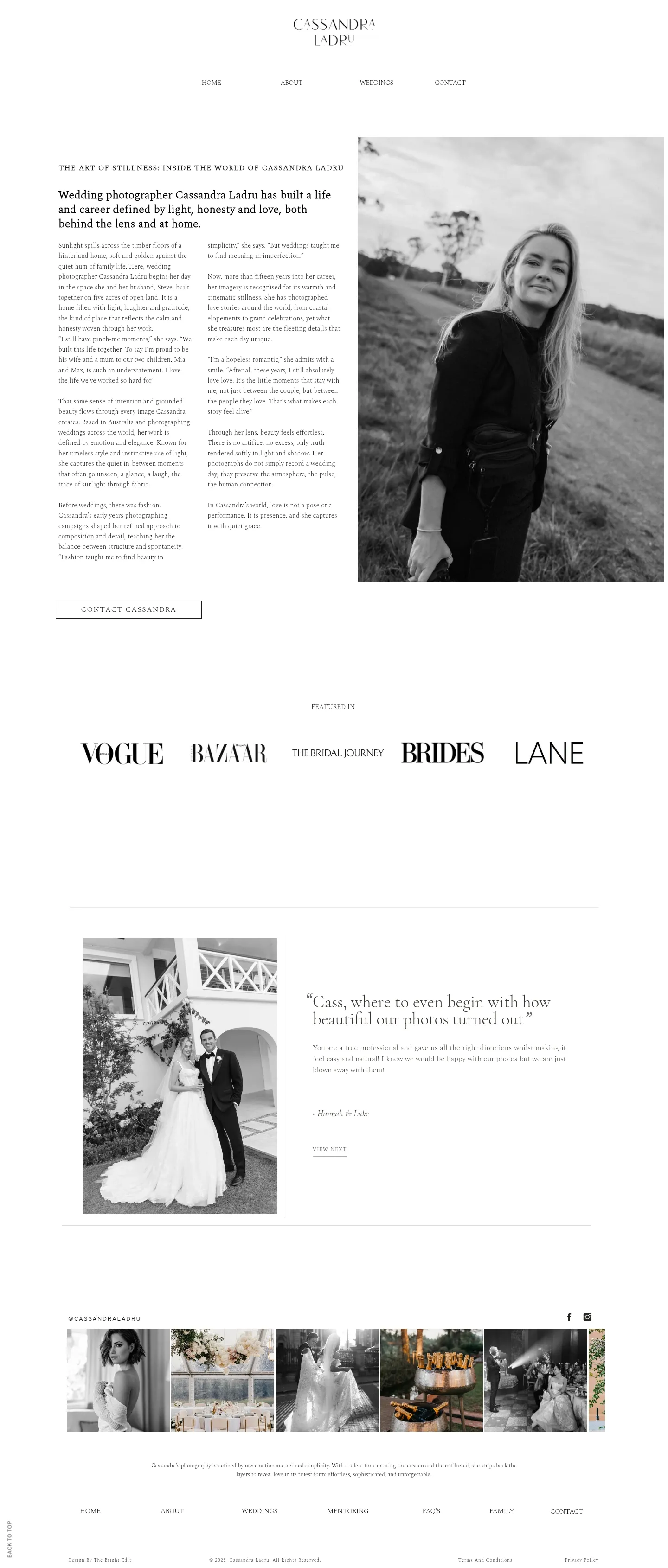 Screenshot of Cassandra Ladru at desktop width