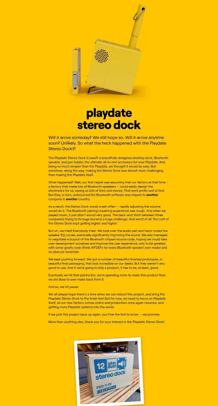 Playdate Stereo Dock on Playdate
