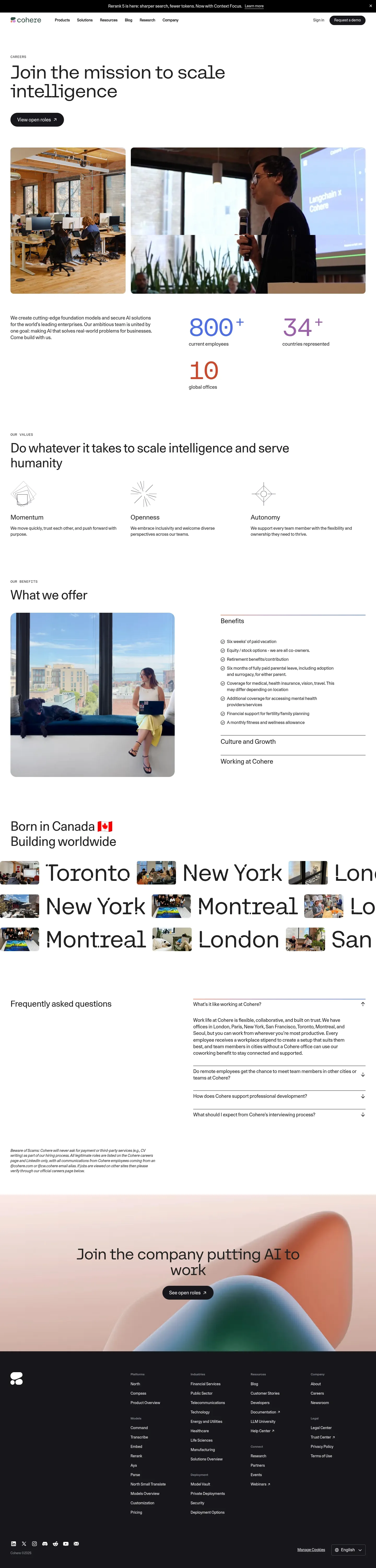 Screenshot of Cohere at desktop width