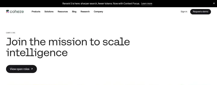 Join the mission to scale intelligence on Cohere