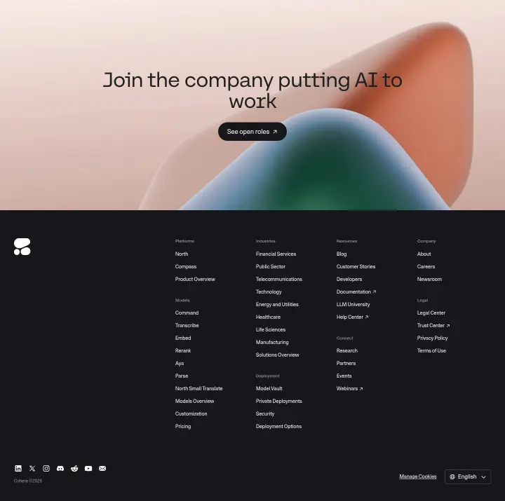 Footer on Cohere
