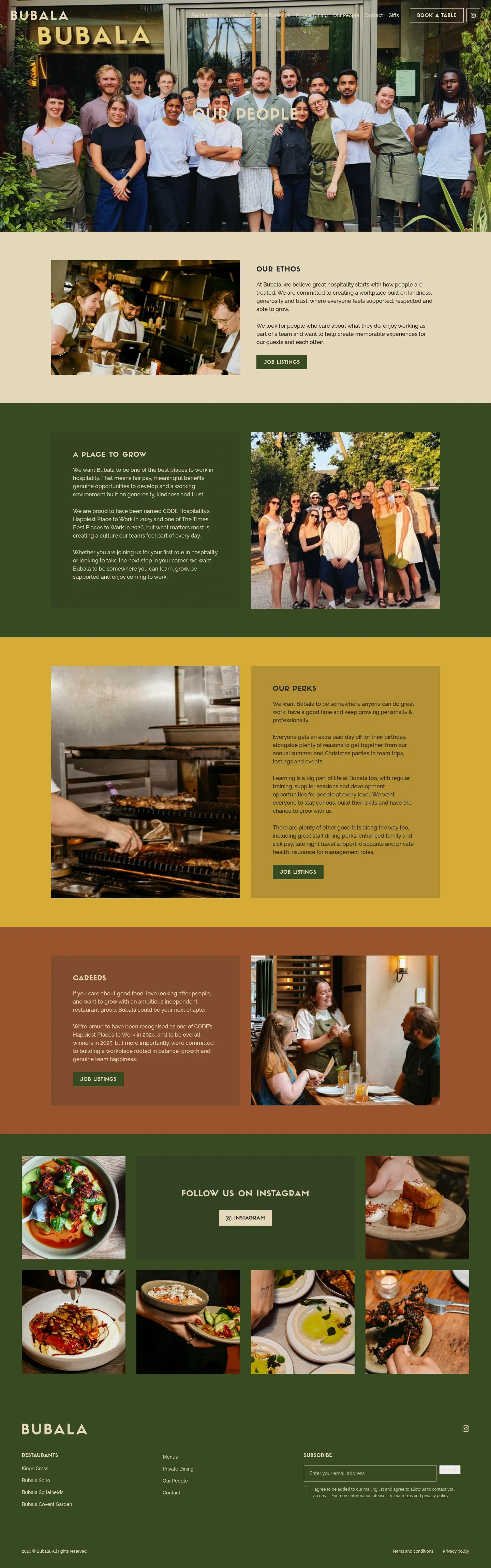Screenshot of Bubala at desktop width