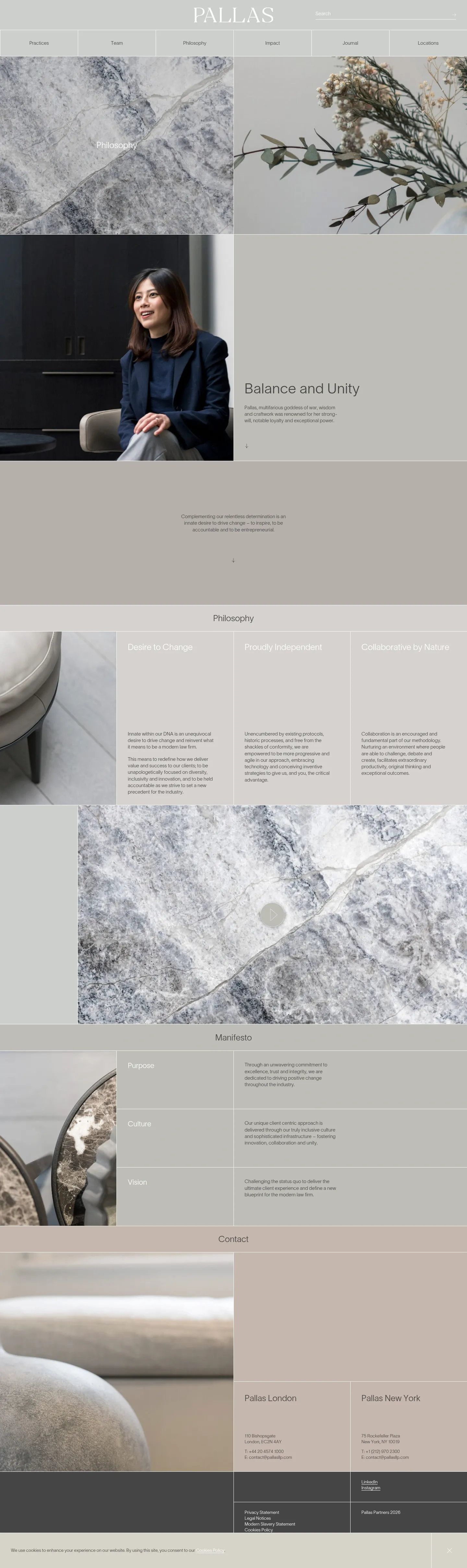 Screenshot of Pallas Partners at desktop width
