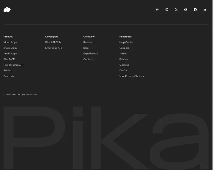 Footer on Pika