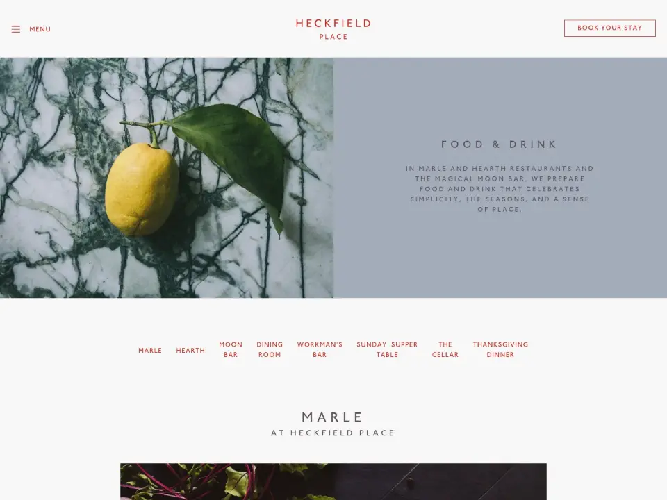 Heckfield Place — Menu