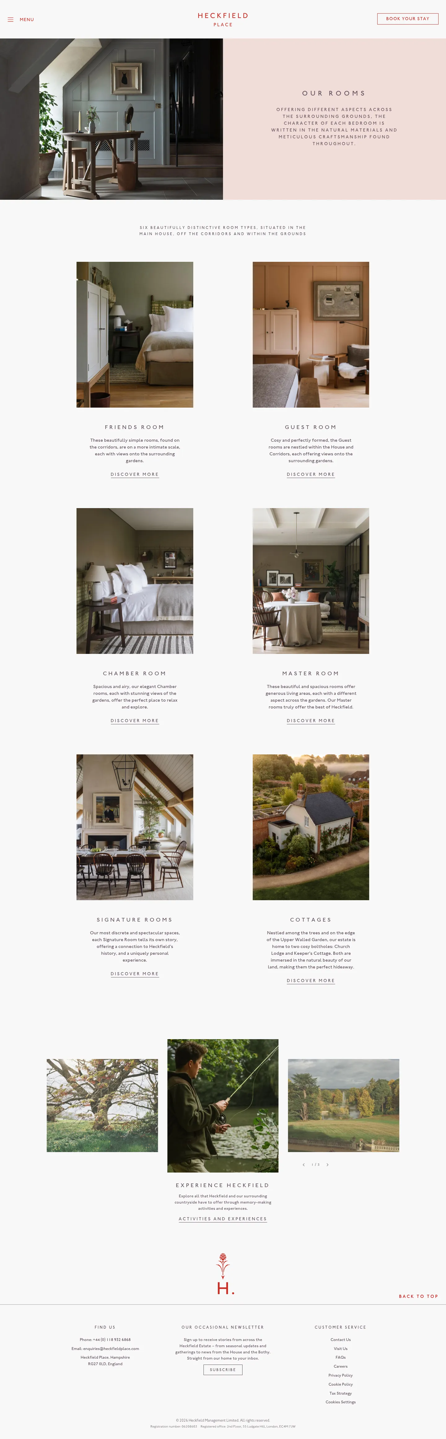 Screenshot of Heckfield Place at desktop width