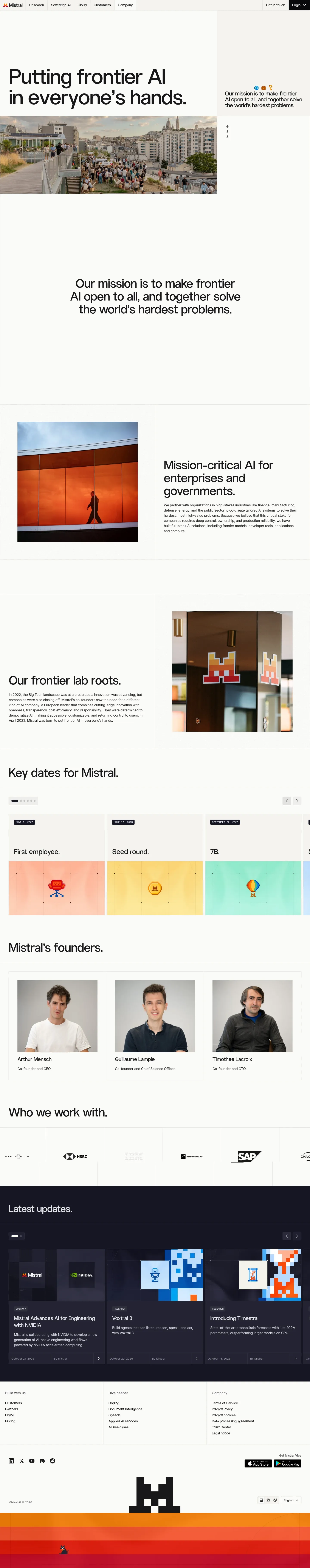 Screenshot of Mistral AI at desktop width