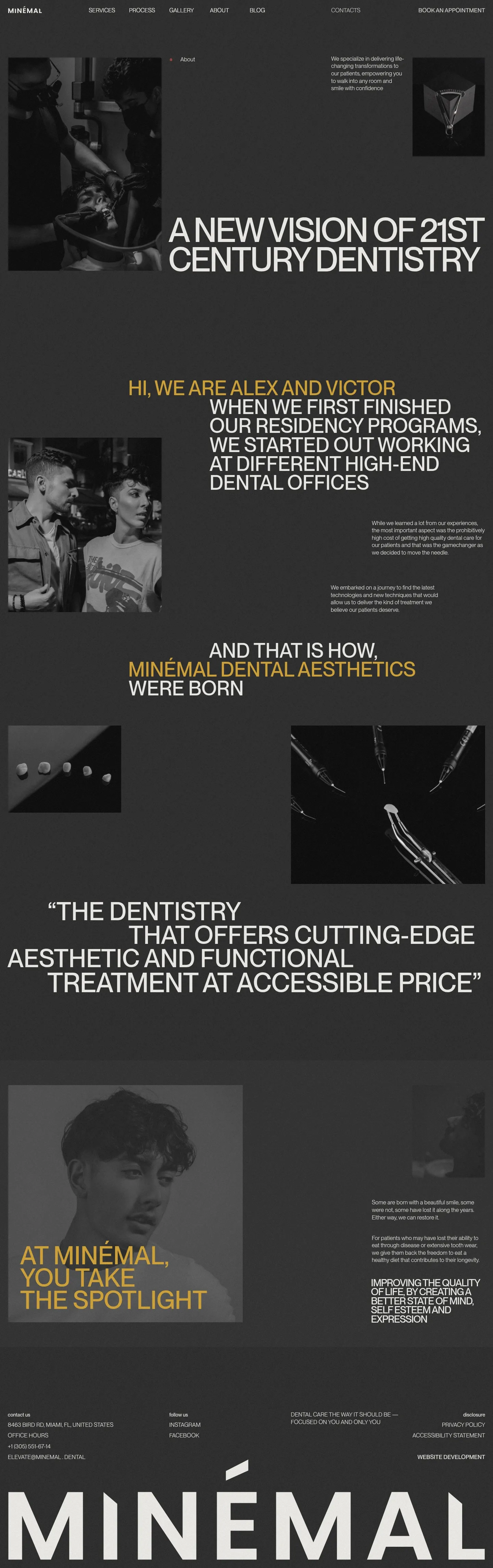 Screenshot of Minémal Dental Aesthetics at desktop width