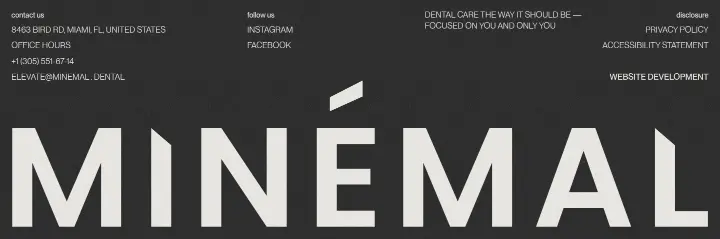 Footer on Minémal Dental Aesthetics