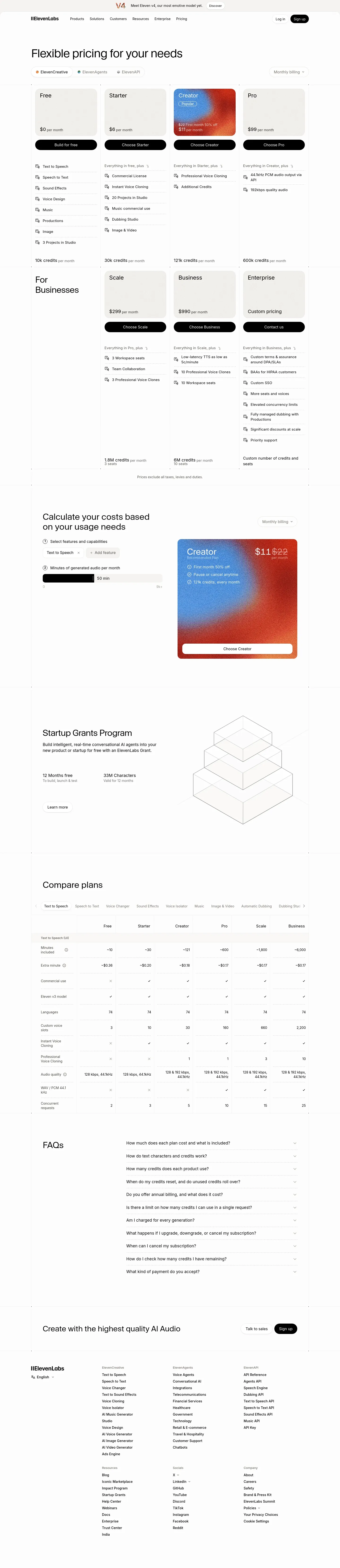 ElevenLabs — Pricing