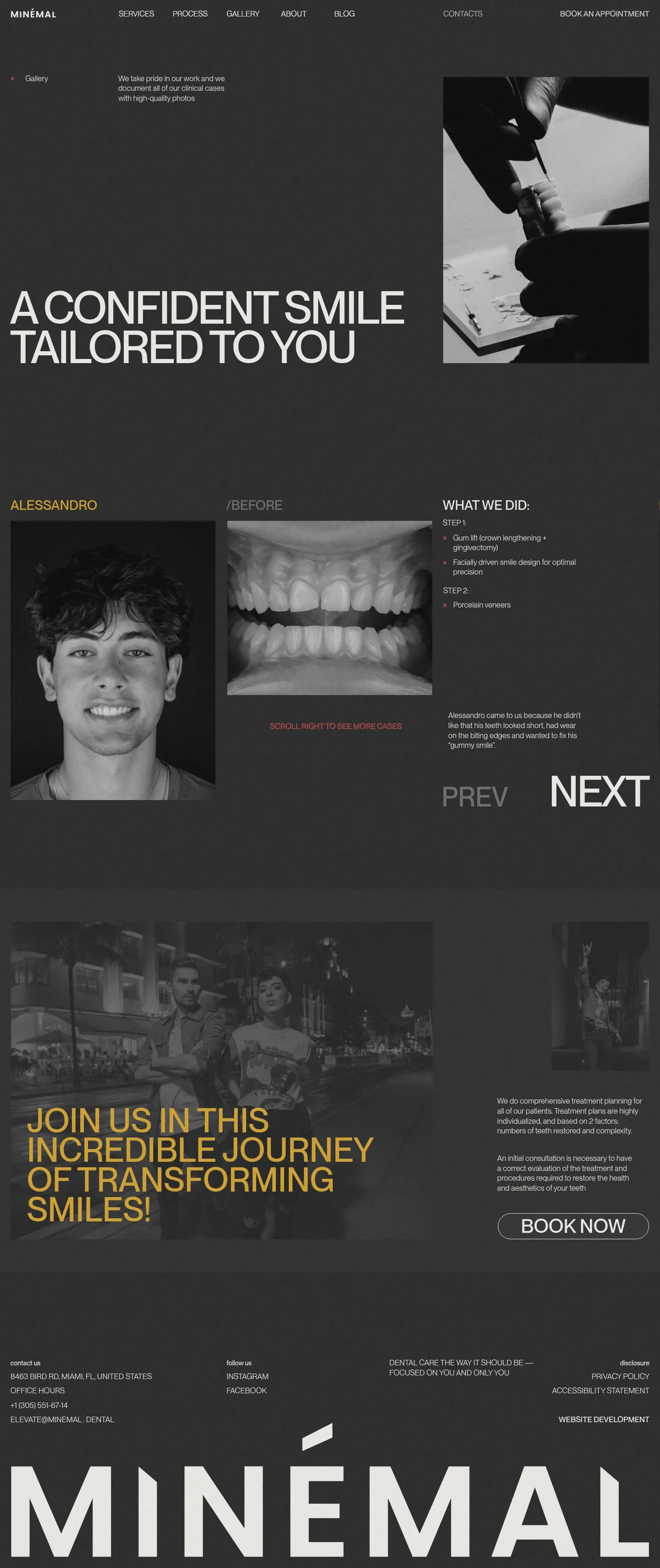 Screenshot of Minémal Dental Aesthetics at desktop width