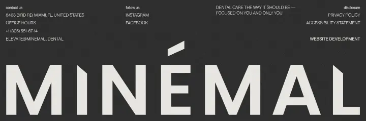 Footer on Minémal Dental Aesthetics